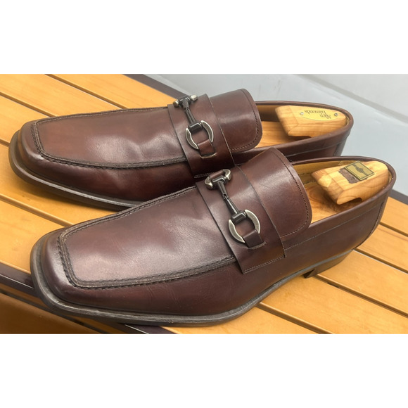 MAGNANNI Brown horsebit Stitching Low Cut Penny Loafer Shoes Size 10.5D